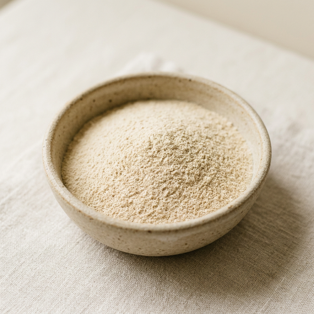 Illustrative image of Irish moss powder in a ceramic bowl