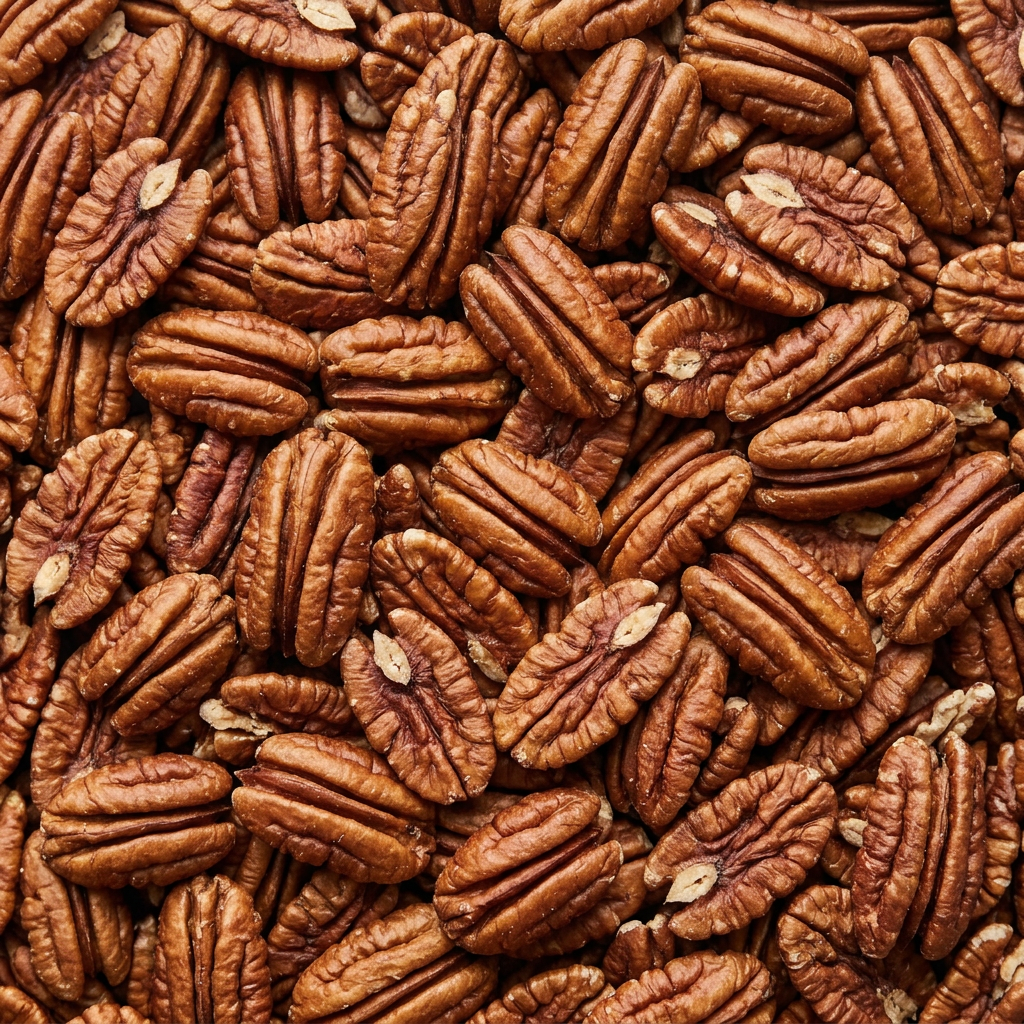 Shelled pecan halves filling a square frame